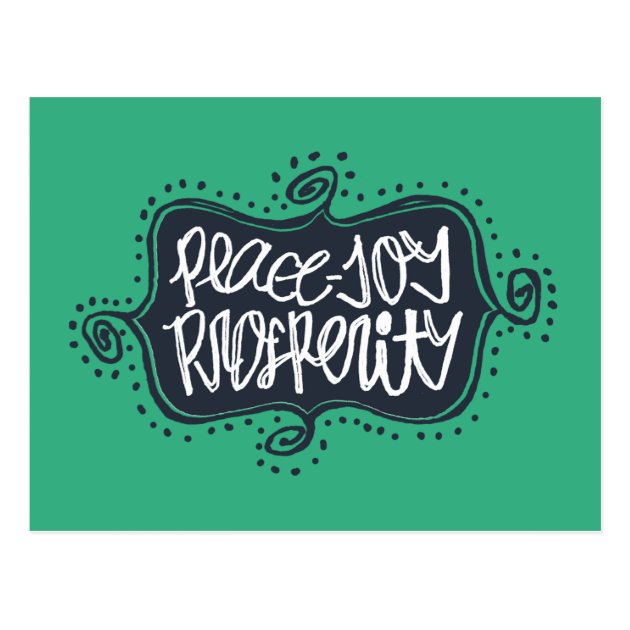 Peace Joy Prosperity Hand-drawn New Year's Postcard