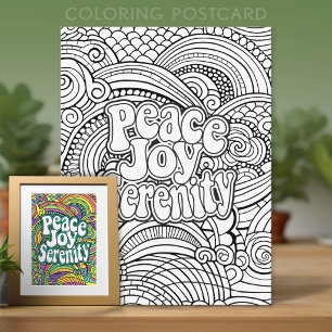Peace Joy Serenity Abstract Pattern Adult Coloring Postcard