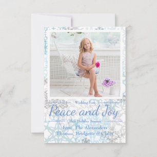 Peace & Joy Snowflakes 1 Photo - 3x5Christmas Card