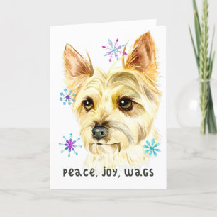 Peace Joy Wags Christmas Yorkshire Terrier Dog Holiday Card