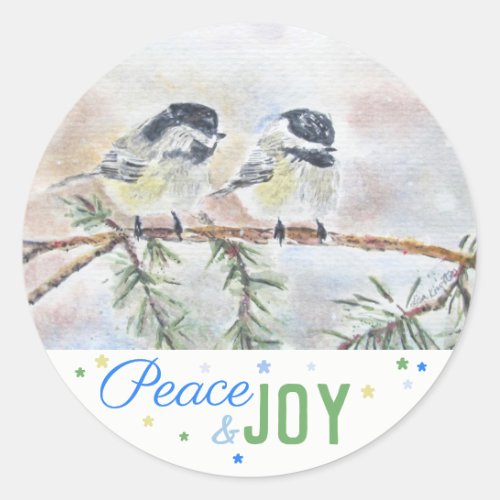 Peace  Joy _ Winter Scene 20 Classic Round Sticker