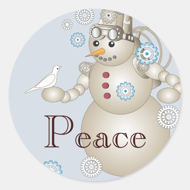 Peace - Kids Cute Dove and Steampunk Snowman