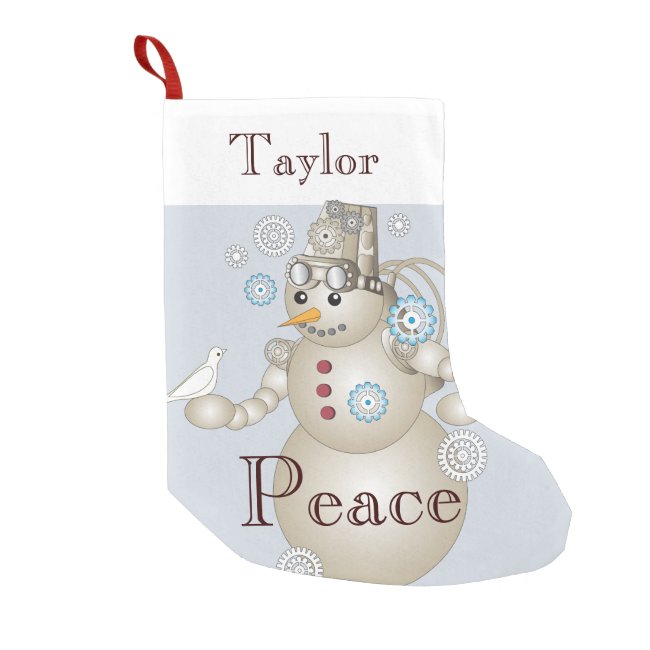 Peace - Kids Cute Dove and Steampunk Snowman