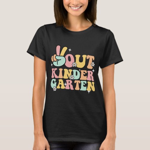 Peace Kindergarten Groovy _ Last day of school T_Shirt