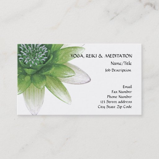 Customizable Peace l Beautiful Green Lotus Flower/Water Lily Business Card Templates