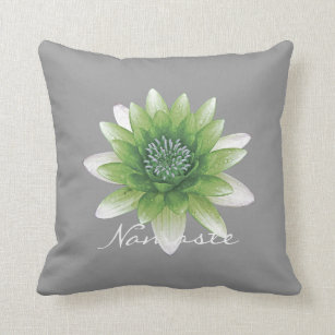 Peace l Beautiful Green Lotus Flower/Water Lily Throw Pillow