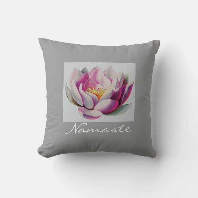 Peace l Beautiful Pink Lotus Flower/Water Lily Throw Pillow (Front)