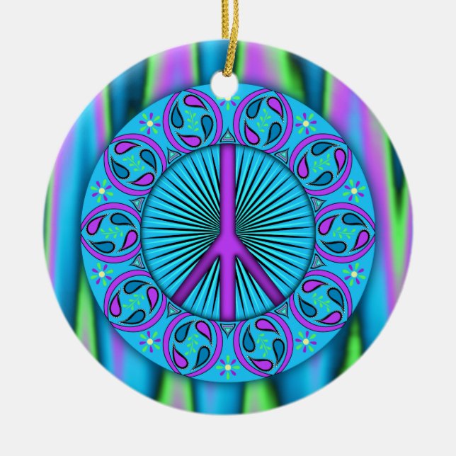 Peace ~ Leaf Ceramic Ornament (Front)