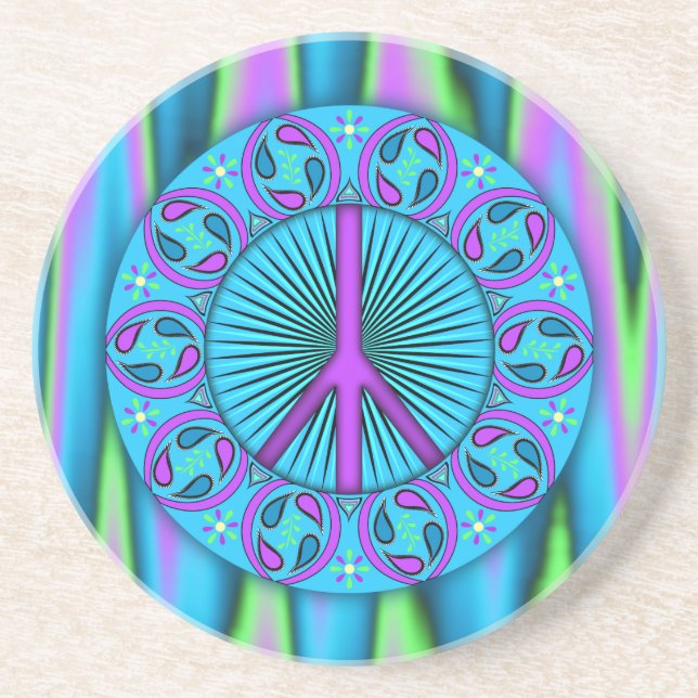 Peace ~ Leaf Sandstone Coaster (Front)