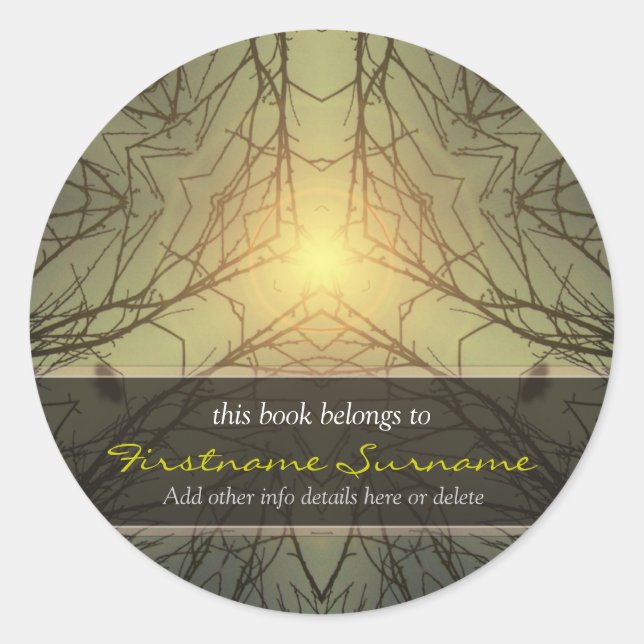 Peace Light Forest Art Bookplate Sticker (Front)