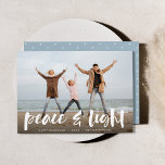 Peace & Light | Full Photo Hanukkah Holiday Card<br><div class="desc">Modern Hanukkah photo cards feature your favorite image with "Peace and light" overlaid in white hand lettered brush typography,  with your names and the year beneath.</div>