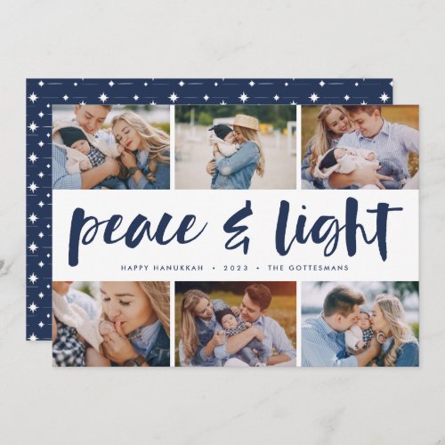 Peace  Light  Hanukkah Photo Collage Holiday Card