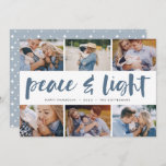 Peace & Light | Hanukkah Photo Collage Holiday Card<br><div class="desc">Share six favorite photos with our bright and festive Hanukkah holiday card. "Peace and Light" appears in the center in hand lettered brush typography,  with your holiday greeting,  names,  and the year beneath.</div>