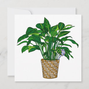 Peace Lilly Hand Drawn House Plant Blank Card