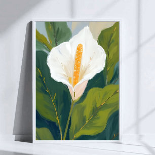 Peace Lily Flower Painting Watercolor Poster