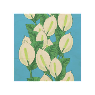 Peace Lily Illustration Wood Wall Art