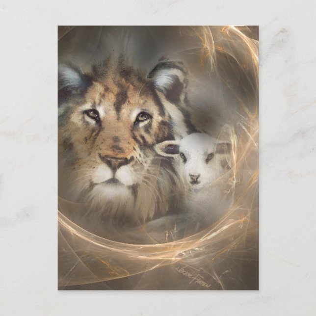 Peace "lion lamb" religious christion gifts Jesus Postcard (Front)