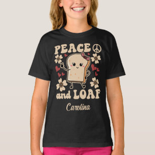 Peace & Loaf   Girl Toast with A Peace Sign- Black T-Shirt