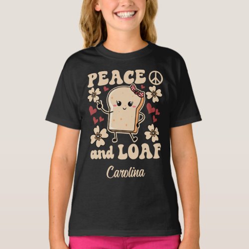 Peace  Loaf  Girl Toast with A Peace Sign_ Black T_Shirt