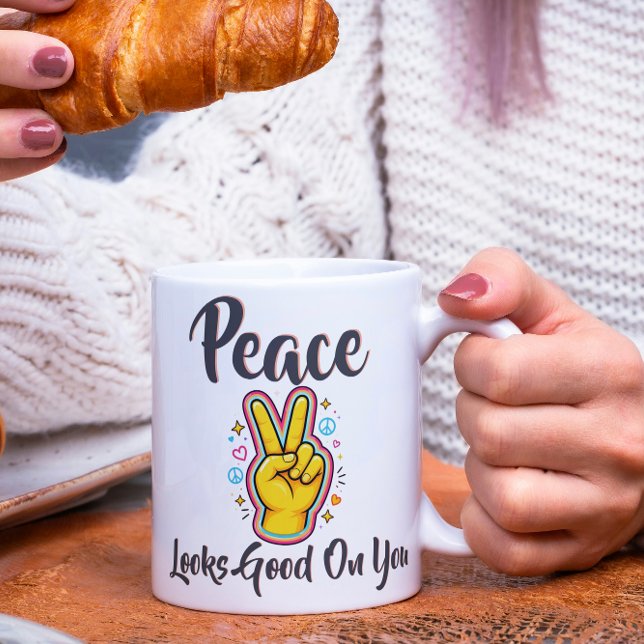 Peace Looks Good on You – Positive Vibes Graphic Coffee Mug (Creator Uploaded)