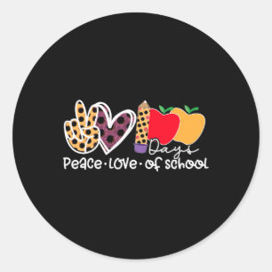 Peace Love 100 Days Of School  Classic Round Sticker