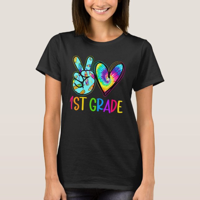 Peace Love 1st First Grade Back To School Boy Girl T-Shirt (Front)