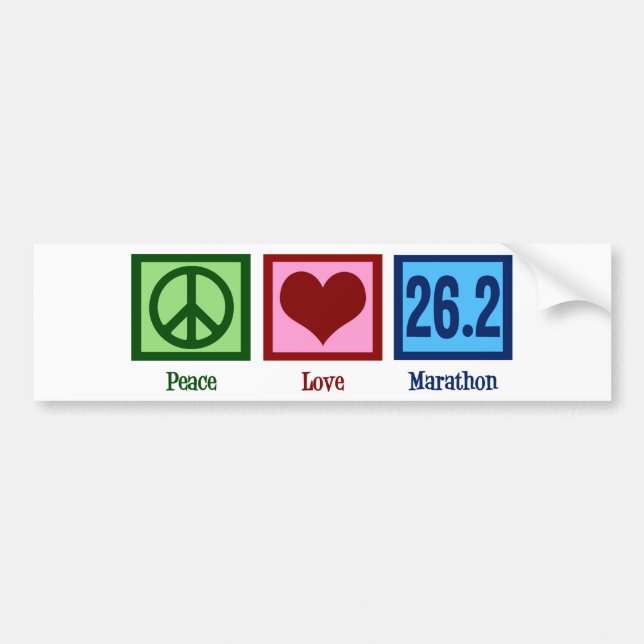 Peace Love 26.2 Marathon Runner Bumper Sticker (Front)
