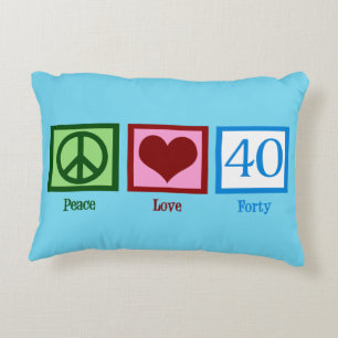 Peace Love 40th Birthday Cute Party Accent Pillow