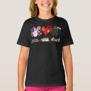 Peace Love 4th Grade Squad Back to School T-Shirt