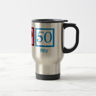 Peace Love 50th Birthday Cute Party Travel Mug