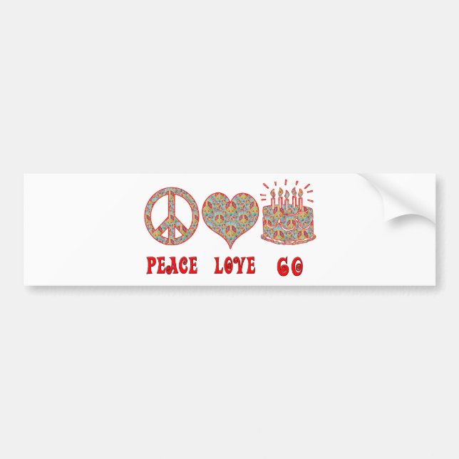 Peace Love 60 Bumper Sticker (Front)