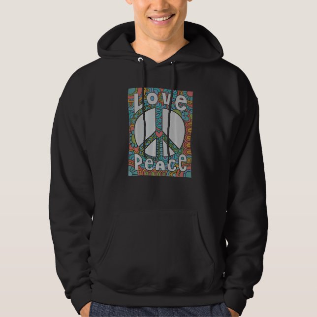 Peace Love 60s 70s Tie Die Groovy Hippie Costume H Hoodie (Front)