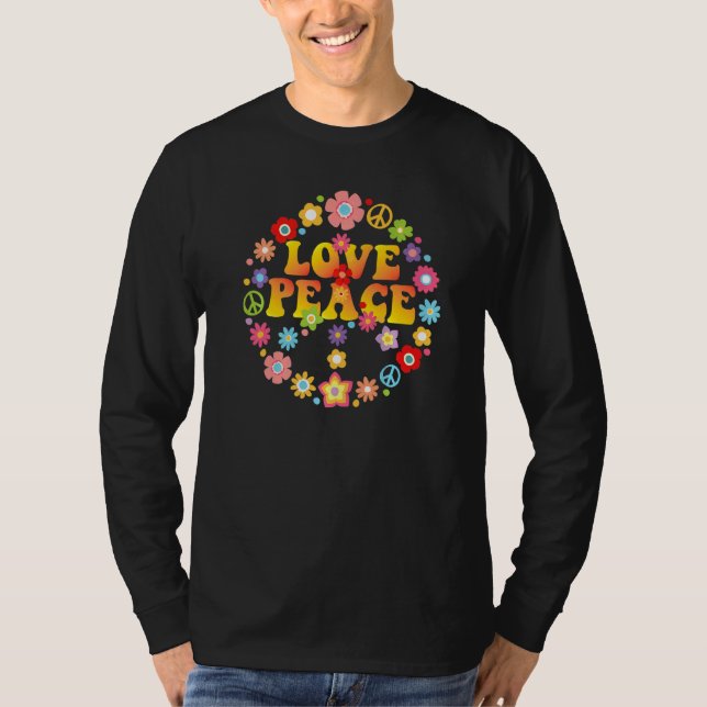 Peace Love 60s 70s Tie Die Groovy Hippie Costume H T-Shirt (Front)