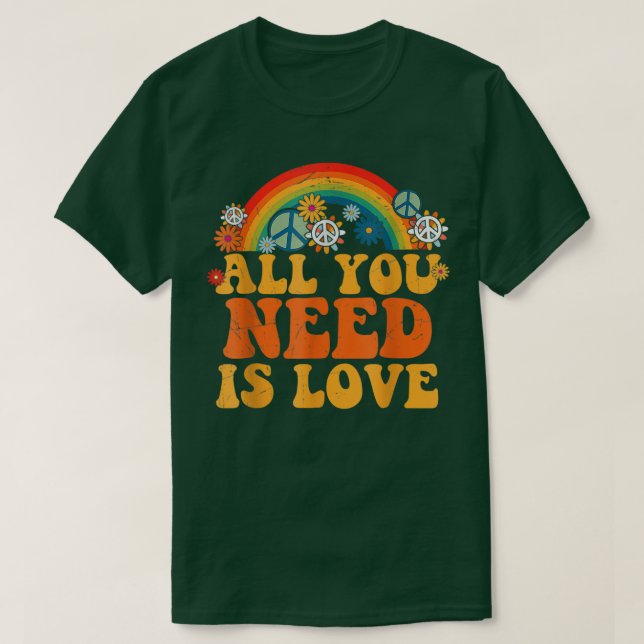 Peace Love 60s 70s Tie Dye Groovy Hippie Costume H T-Shirt (Design Front)