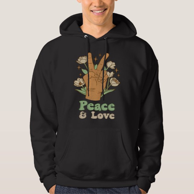Peace & Love 60s 70s Tie Dye Hippie Costume Retro  Hoodie (Front)