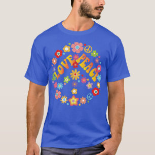 PEACE LOVE  60s 70s Tie Dye Hippie Halloween Costu T-Shirt