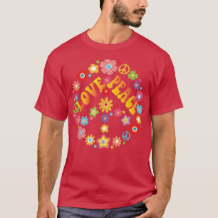 PEACE LOVE 60s 70s Tie Dye Hippie Halloween Costu T-Shirt