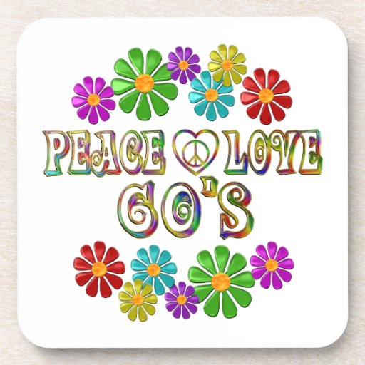 Peace Love 60s Drink Coaster | Zazzle