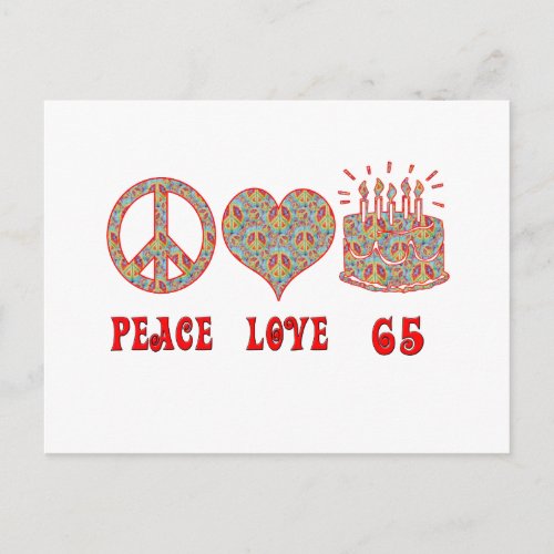 Peace Love 65 Postcard