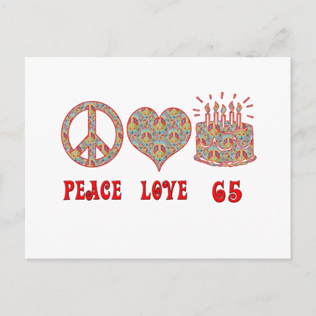 Peace Love 65 Postcard (Front)
