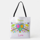 the peace + love graffiti tote