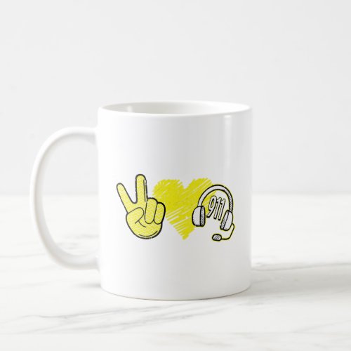 Peace Love 911 Dispatcher Thin Gold Line Dispatch  Coffee Mug