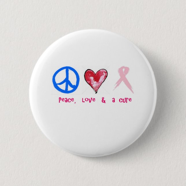 peace, love & a cure pinback button (Front)