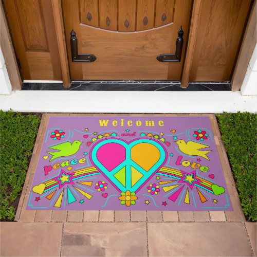 Peace Love Abstract Doormat