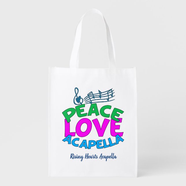 Peace Love Acapella Group Cute Customizable Grocery Bag (Front)