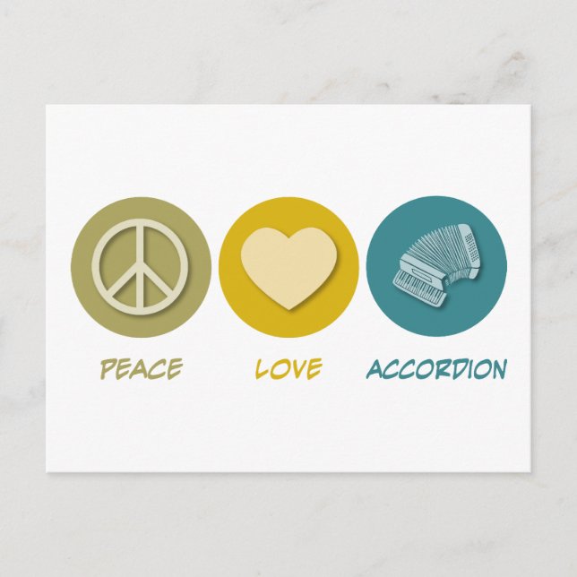 Peace Love Accordion Postcard (Front)