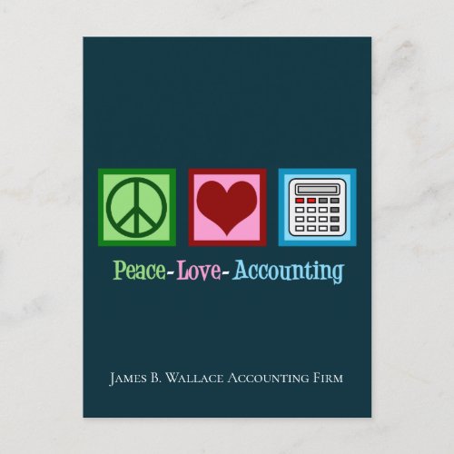Peace Love Accounting Business Holiday Postcard