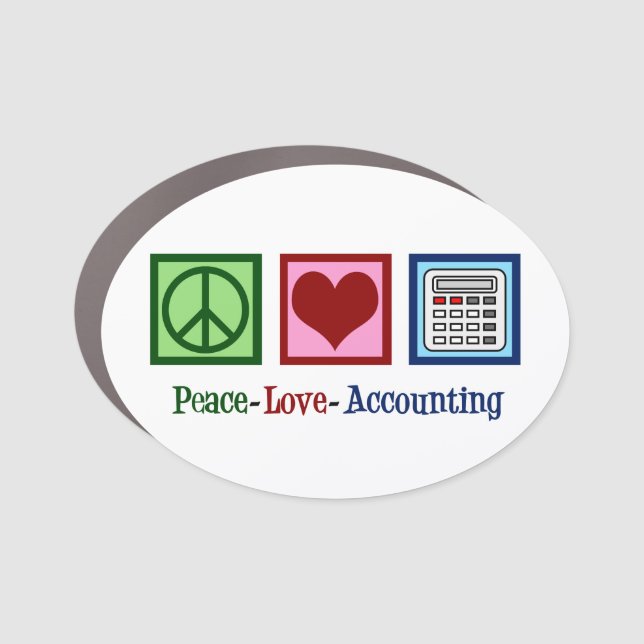 Peace Love Accounting Cute Accountant Car Magnet (Front)