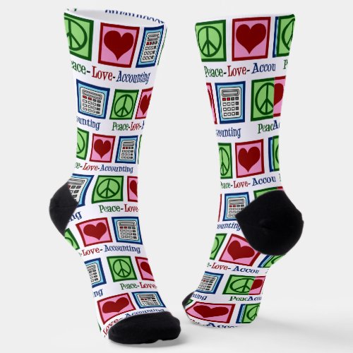 Peace Love Accounting Cute Accountant Socks