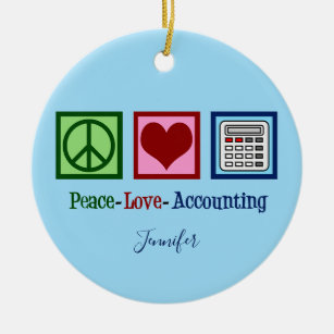Peace Love Accounting Cute Custom Accountant Ceramic Ornament